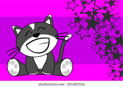 sweet baby cat cartoon background in vector format 