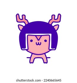 Sweet baby deer wearing helmet doodle art, illustration for t-shirt, sticker, or apparel merchandise. With modern pop and kawaii style.