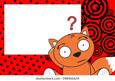 sweet baby fox expressions cartoon background in vector format