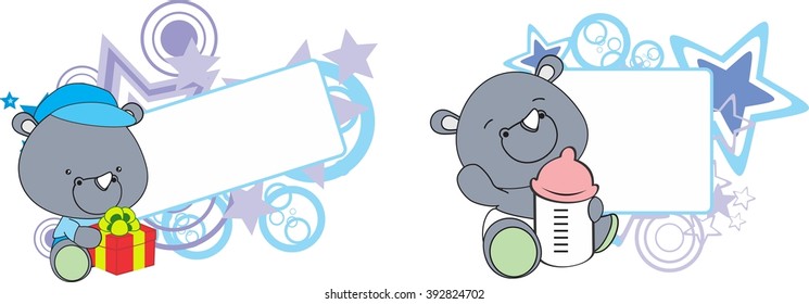 sweet baby rhino cartoon set in vector format very easy to edit
