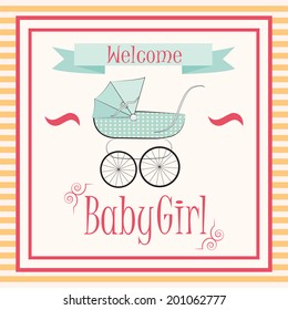 sweet baby shower card, illustration in vector format