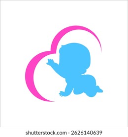 Logotipo da silhueta do bebê doce no fundo branco
