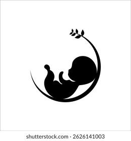 Logotipo da silhueta do bebê doce no fundo branco