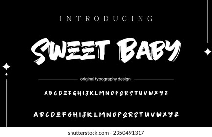 Sweet Baby Stylish brush painted an uppercase vector letters, alphabet, typeface.