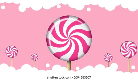 Suelo dulce con langosta. Fondo de caramelo. Ilustración del vector