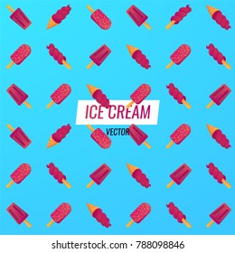 Sweet background. Modern Ice cream pattern. Flat illustration. Food. Vector.