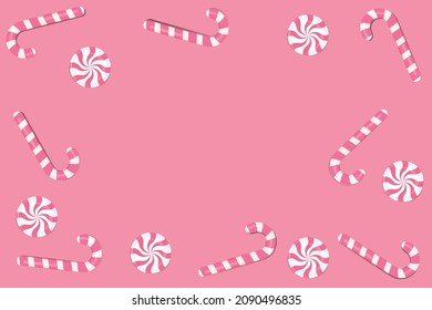 Sweet background. Pink candy on cute background.