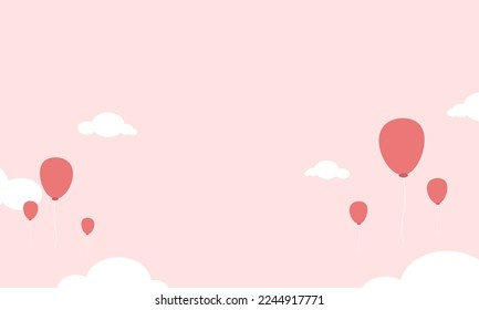 Sweet background with red ballons shape on the pink background in the concept of love for element, wallpaper, banner, card,  sweet and romantic moments