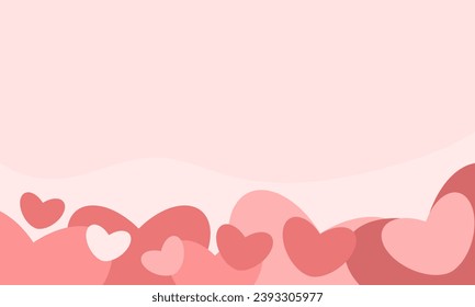 Sweet background with red heart shape on the pink background in the concept of love for element, wallpaper, banner, card,  sweet and romantic moments