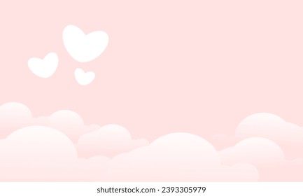 Sweet background with red heart shape on the pink background in the concept of love for element, wallpaper, banner, card,  sweet and romantic moments