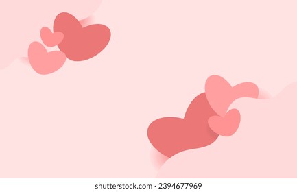 Fondo dulce con forma de corazón rojo sobre el fondo rosado en el concepto de amor por el elemento, papel pintado, pancarta, carta, momentos dulces y románticos