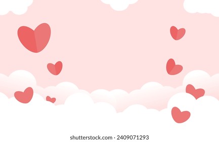 Sweet background with red heart shape on the pink background in the concept of love for element, wallpaper, banner, card,  sweet and romantic moments