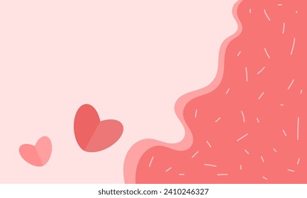 Sweet background with red heart shape on the pink background in the concept of love for element, wallpaper, banner, card,  sweet and romantic moments