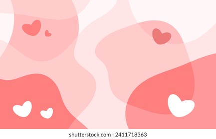 Sweet background with red heart shape on the pink background in the concept of love for element, wallpaper, banner, card,  sweet and romantic moments
