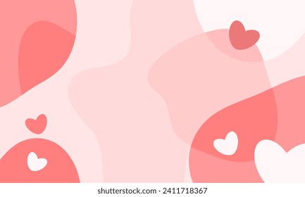Sweet background with red heart shape on the pink background in the concept of love for element, wallpaper, banner, card,  sweet and romantic moments