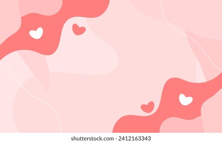 Fondo dulce con forma de corazón rojo sobre el fondo rosado en el concepto de amor por el elemento, papel pintado, pancarta, carta, momentos dulces y románticos