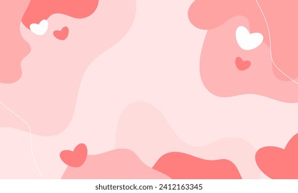 Fondo dulce con forma de corazón rojo sobre el fondo rosado en el concepto de amor por el elemento, papel pintado, pancarta, carta, momentos dulces y románticos