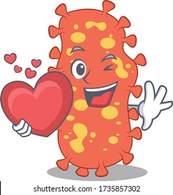 A sweet bacteroides cartoon character style with a heart