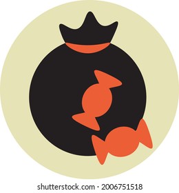 Bolsa dulce, ilustración, vector sobre fondo blanco.