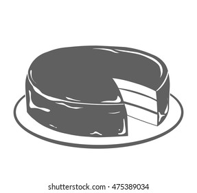 Sweet baked vector isolated chocolate cake. Isolated on white. Doodle