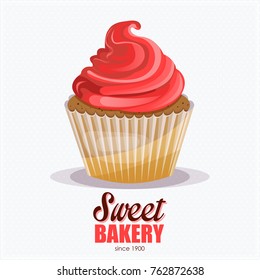 Sweet bakery banner with cupcake