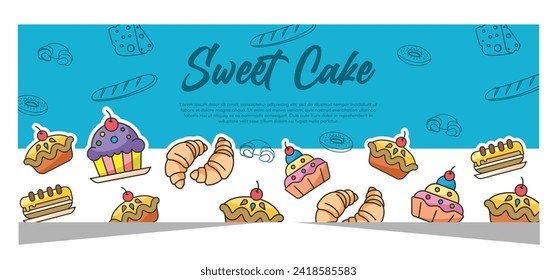 Sweet bakery banner template for social media or print template in vector file