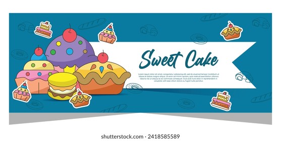 Sweet bakery banner template for social media or print template in vector file