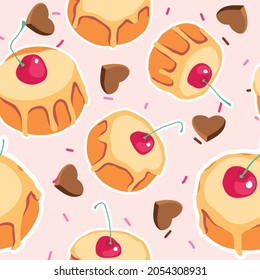 sweet bakery cartoon seamless pattern vector, pastel color