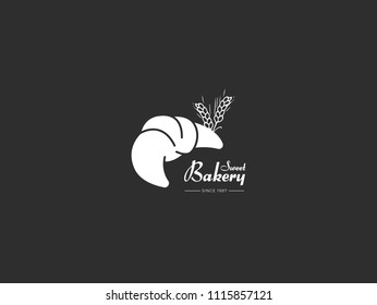 Sweet Bakery Croissant Black Background Icon