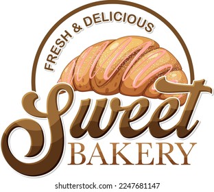 Sweet bakery fresh and delicious text logo design illustration