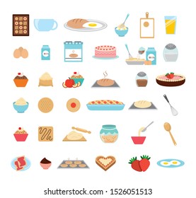 Sweet bakery icon set design, dessert food delicious sugar snack and tasty theme Vector illustration