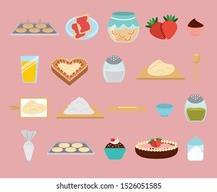 Sweet bakery icon set design, dessert food delicious sugar snack and tasty theme Vector illustration