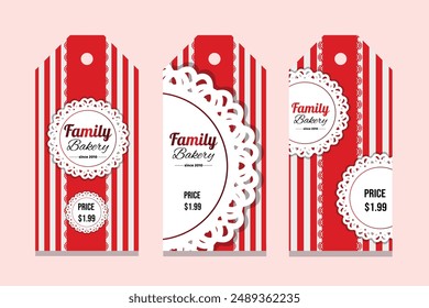 Sweet bakery label tag set with lace