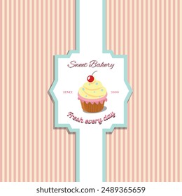 Sweet bakery lace background concept in nice design with logo bakery cupcake