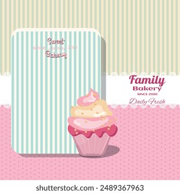 Sweet bakery lace background and menu concept bakery and cupcake