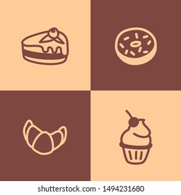 sweet bakery line pattern donut, cake, cupcake, croissant