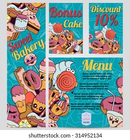 Sweet bakery Menu Card Design template. Vector illustration.