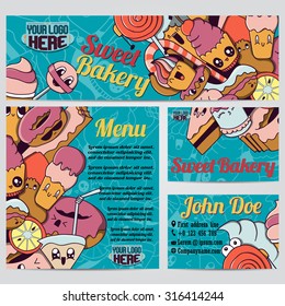 Sweet bakery Menu Card Design template. Vector illustration.