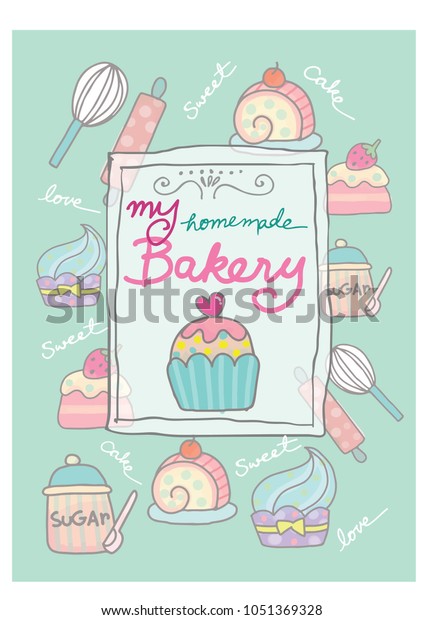 Sweet Bakery Poster Pastel Color Sweet Stock Vector Royalty Free