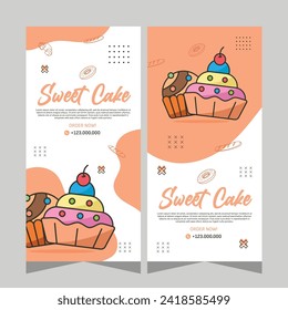 Sweet bakery vertical banner template or history social media in vector