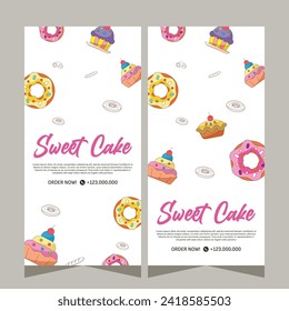 Sweet bakery vertical banner template or history social media in vector