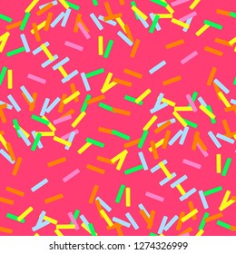 Sweet baking toppings. St. Valentines day. Easter. Food. Seamless pattern. Background. Perfect for greetings, invitations, manufacture wrapping paper, textile and web design. Vector pattern. 