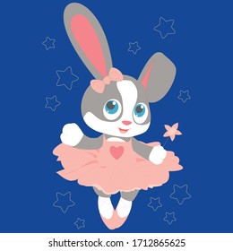 Sweet ballerina bunny girl vector character. Bunny collection