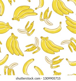 Sweet banana pattern. Seamless background for fabrics.