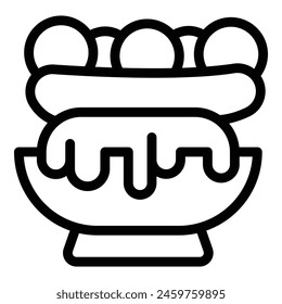 Sweet banana split icon outline vector. Creamy cold dish. Refreshing yummy dairy dessert