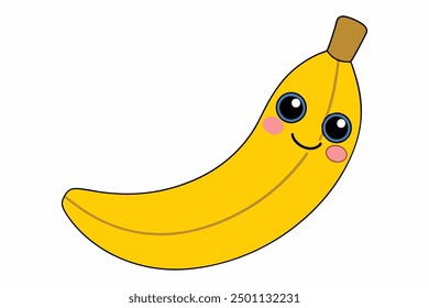A sweet banana vector art in white background illustration.