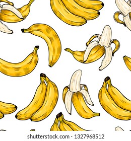 Sweet bananas. Vector seamless pattern. Vintage style