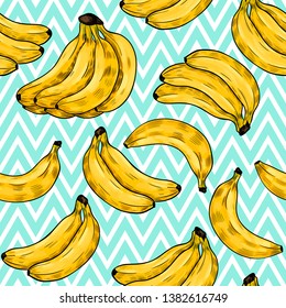 Sweet bananas. Vector seamless pattern. Vintage style