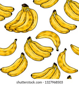 Sweet bananas. Vector seamless patternVintage style