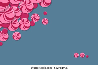 Sweet banner with pink candies. Place for your text.